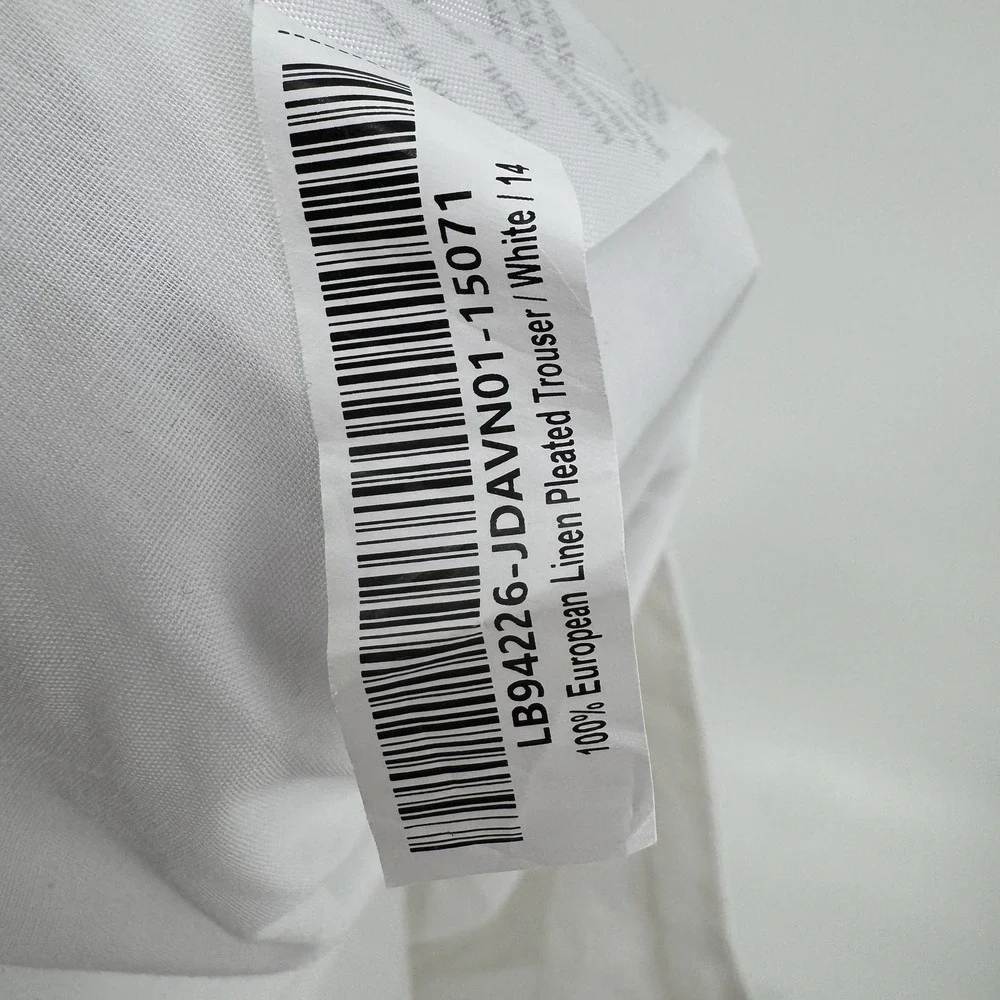 Quince Linen Pants Womens 14 White Pleated Wide Leg Solid